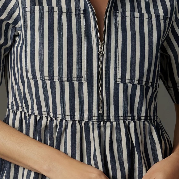 ALIGNE for Anthropolgie Gabriella Short-Sleeve Denim Midi Dress - Picture 3 of 14